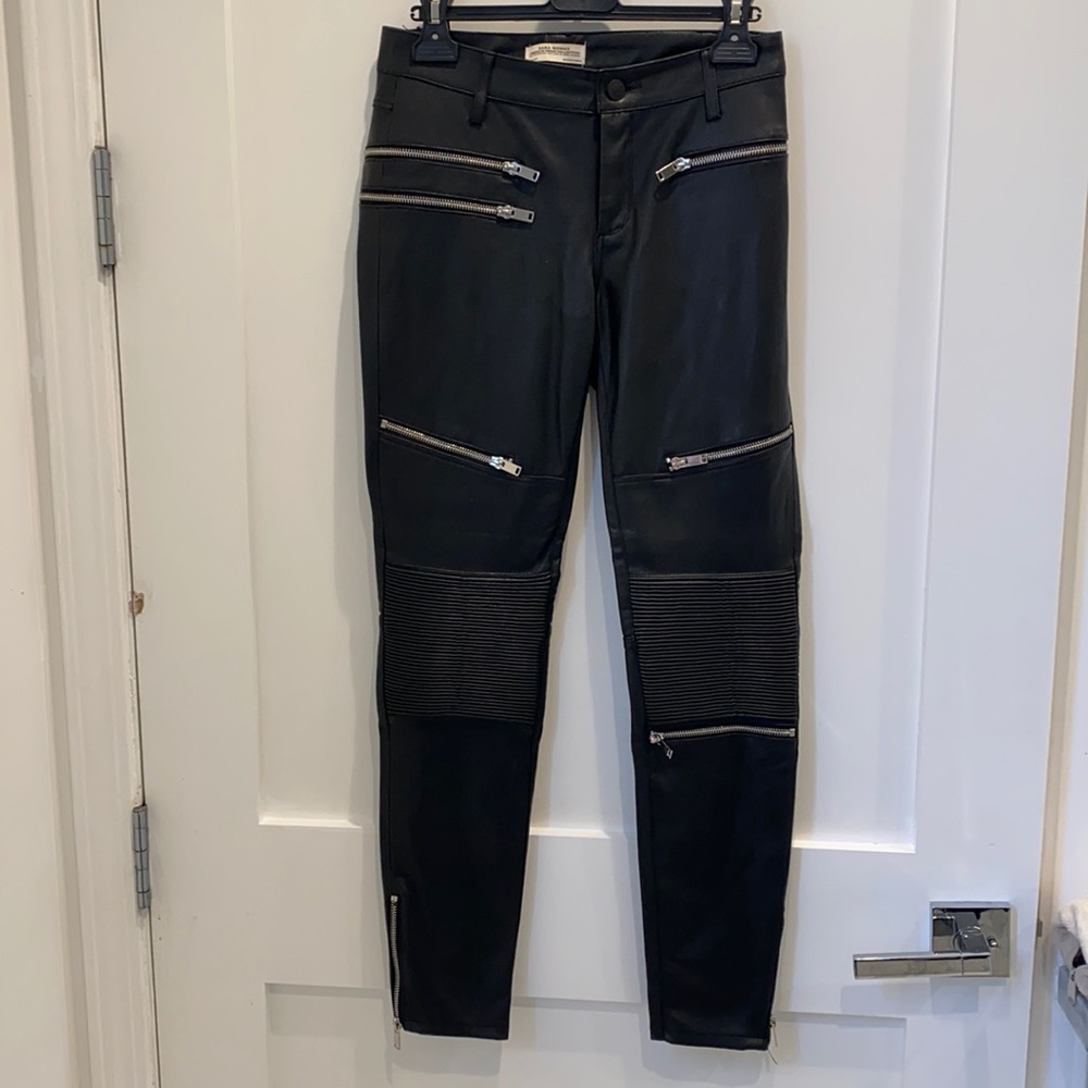 Zara faux leather zip detail pants